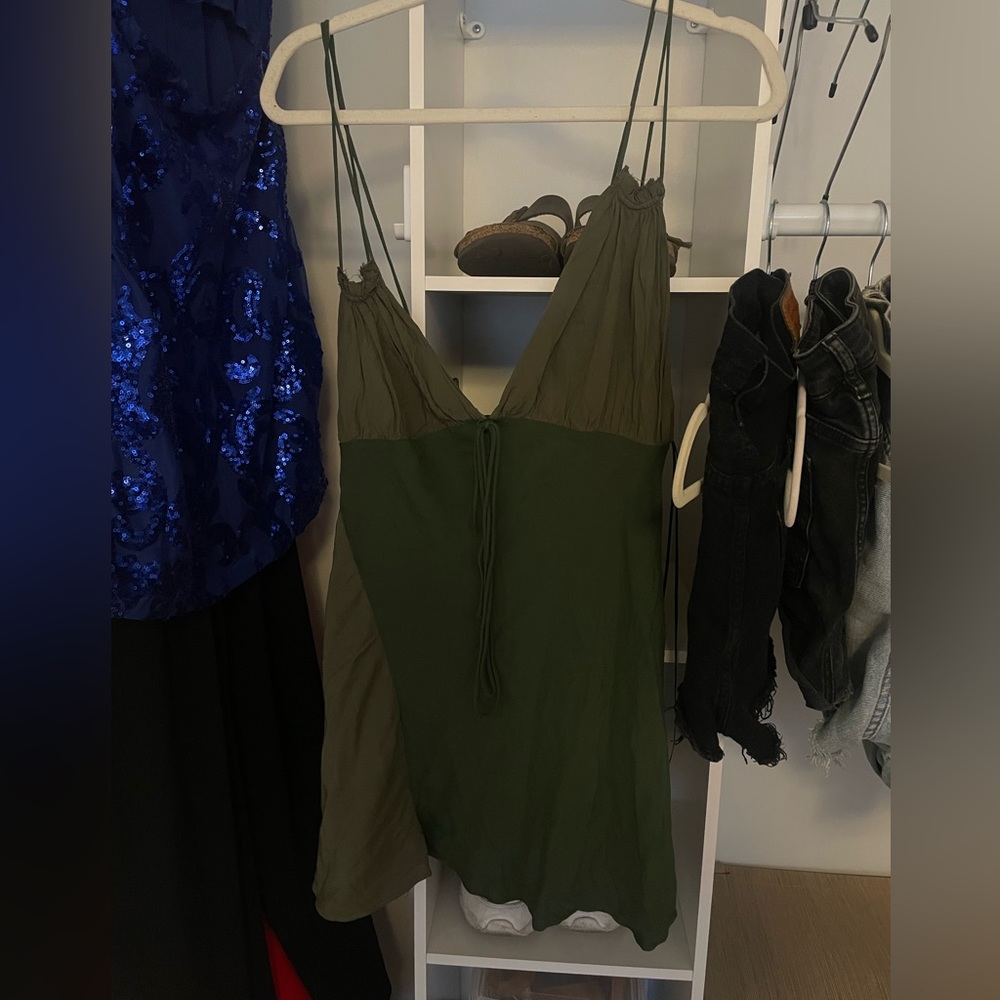 Zara Green Mini Slip Dress
